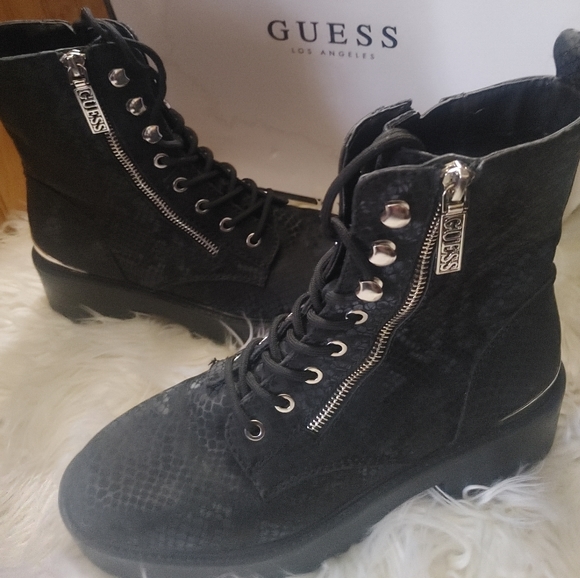 Snakeskin Moto Comvat Boots 8.5 - Picture 4 of 4